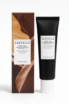 Чорний тюбик SKIN1004 Probio-Cica Glow Sun Ampoule SPF50+ PA++++, 50 мл &mdash; сонцезахисна ампула з центелою та пробіотиками.